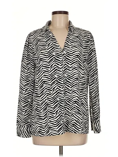 Pre-owned Alfani Long Sleeve Blouse In Black