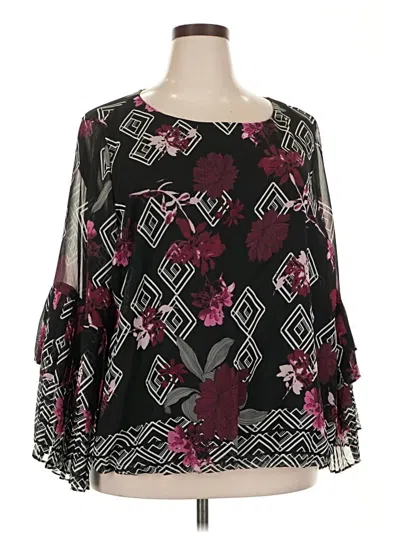 Pre-owned Alfani Long Sleeve Blouse In Black