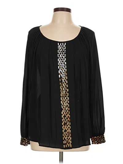 Pre-owned Alfani Long Sleeve Blouse In Black