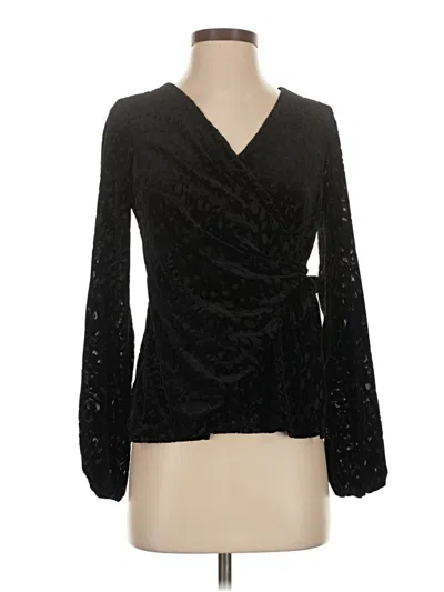 Pre-owned Alfani Long Sleeve Blouse In Black