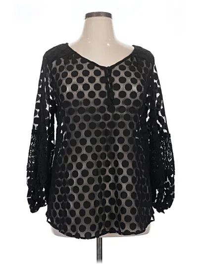 Pre-owned Alfani Long Sleeve Blouse In Black