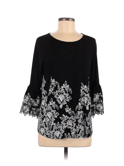 Pre-owned Alfani Long Sleeve Blouse In Black
