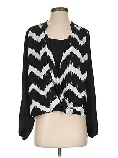Pre-owned Alfani Long Sleeve Blouse In Black