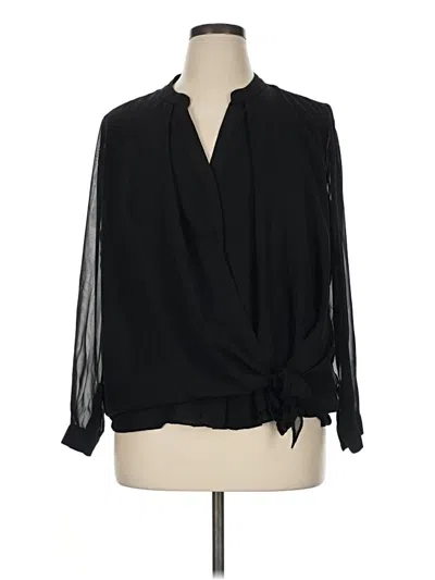 Pre-owned Alfani Long Sleeve Blouse In Black