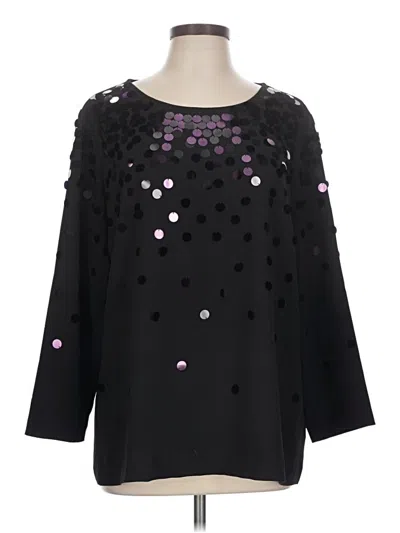 Pre-owned Alfani Long Sleeve Blouse In Black