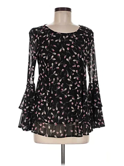 Pre-owned Alfani Long Sleeve Blouse In Black