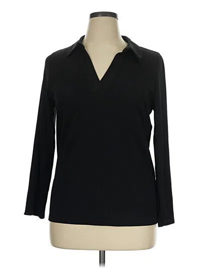 Pre-owned Alfani Long Sleeve Blouse In Black