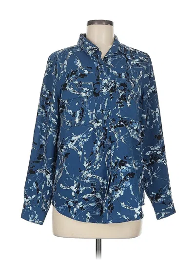 Pre-owned Alfani Long Sleeve Blouse In Blue