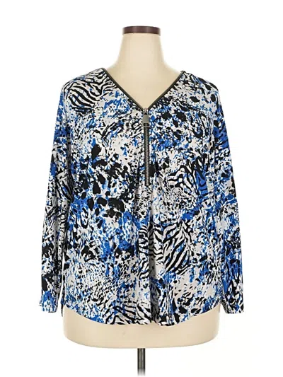 Pre-owned Alfani Long Sleeve Blouse In Blue