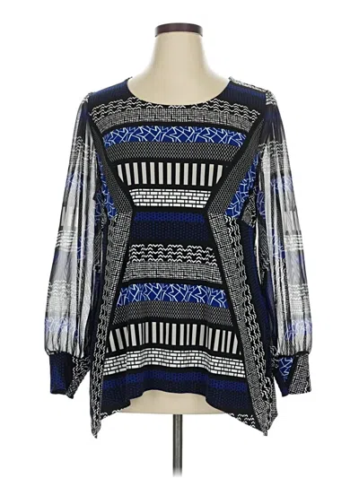 Pre-owned Alfani Long Sleeve Blouse In Blue