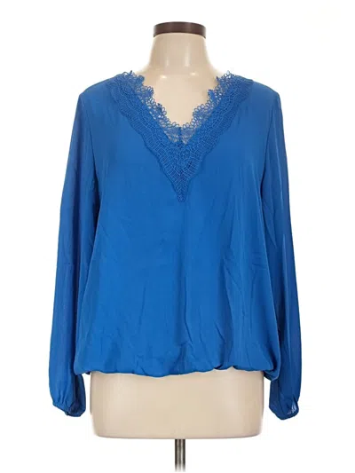 Pre-owned Alfani Long Sleeve Blouse In Blue