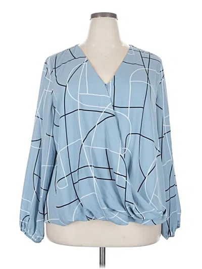 Pre-owned Alfani Long Sleeve Blouse In Blue