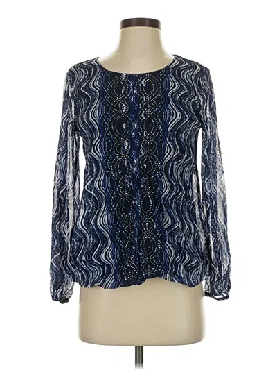 Pre-owned Alfani Long Sleeve Blouse In Blue