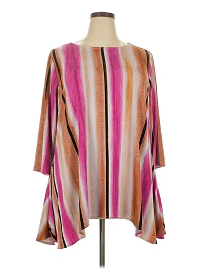 Pre-owned Alfani Long Sleeve Blouse In Brown