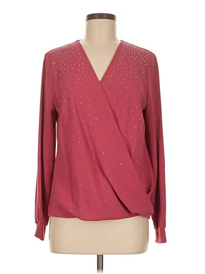 Pre-owned Alfani Long Sleeve Blouse In Burgundy