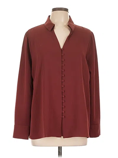 Pre-owned Alfani Long Sleeve Blouse In Burgundy