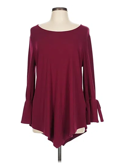 Pre-owned Alfani Long Sleeve Blouse In Burgundy