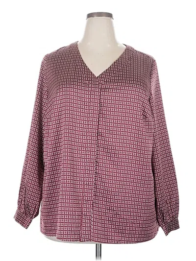 Pre-owned Alfani Long Sleeve Blouse In Burgundy
