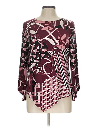 Pre-owned Alfani Long Sleeve Blouse In Burgundy