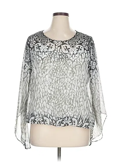 Pre-owned Alfani Long Sleeve Blouse In Gray