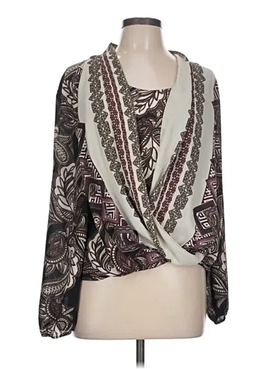 Pre-owned Alfani Long Sleeve Blouse In Gray