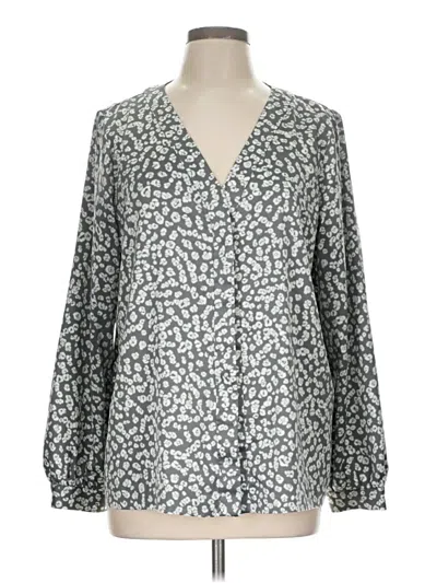 Pre-owned Alfani Long Sleeve Blouse In Gray