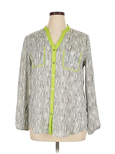 Pre-owned Alfani Long Sleeve Blouse In Green