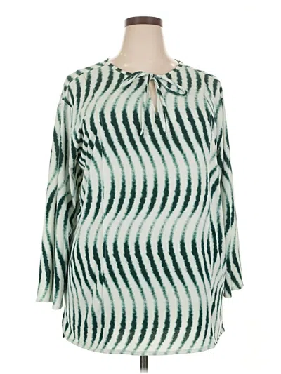 Pre-owned Alfani Long Sleeve Blouse In Green
