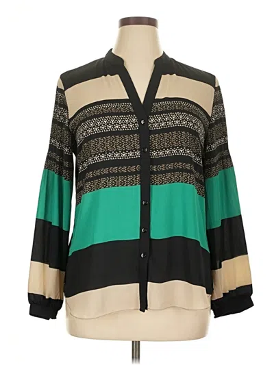 Pre-owned Alfani Long Sleeve Blouse In Green