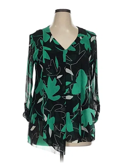 Pre-owned Alfani Long Sleeve Blouse In Green