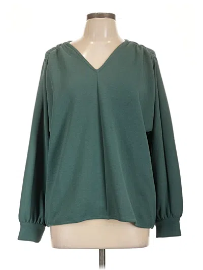 Pre-owned Alfani Long Sleeve Blouse In Green