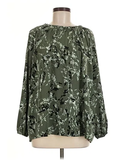 Pre-owned Alfani Long Sleeve Blouse In Green