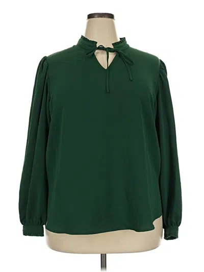 Pre-owned Alfani Long Sleeve Blouse In Green