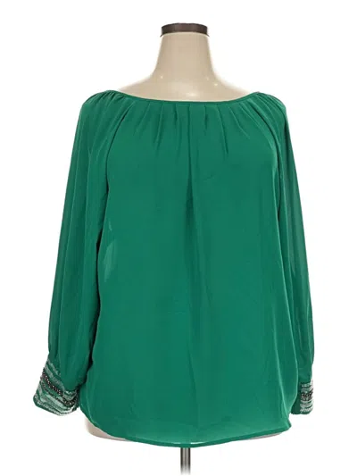Pre-owned Alfani Long Sleeve Blouse In Green