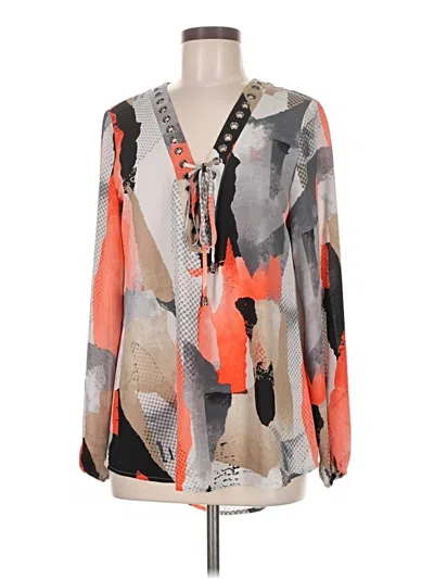 Pre-owned Alfani Long Sleeve Blouse In Orange