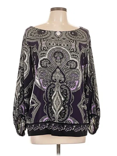 Pre-owned Alfani Long Sleeve Blouse In Purple