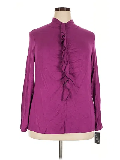 Pre-owned Alfani Long Sleeve Blouse In Purple