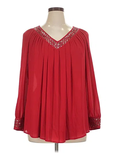 Pre-owned Alfani Long Sleeve Blouse In Red