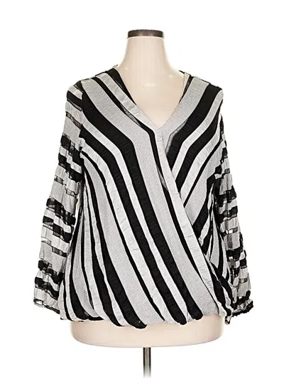 Pre-owned Alfani Long Sleeve Blouse In Silver