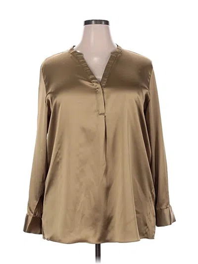 Pre-owned Alfani Long Sleeve Blouse In Tan