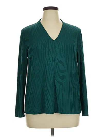 Pre-owned Alfani Long Sleeve Blouse In Teal