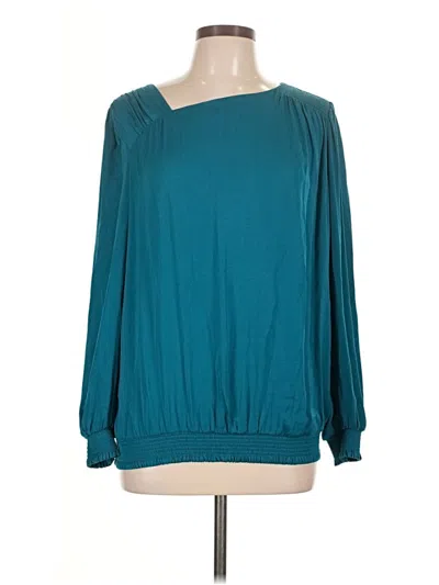 Pre-owned Alfani Long Sleeve Blouse In Teal