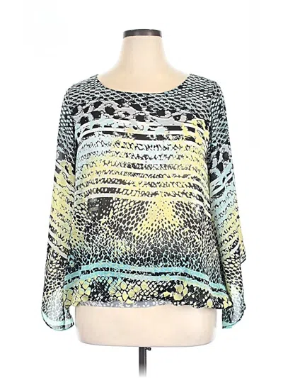 Pre-owned Alfani Long Sleeve Blouse In Teal