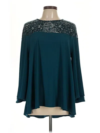 Pre-owned Alfani Long Sleeve Blouse In Teal
