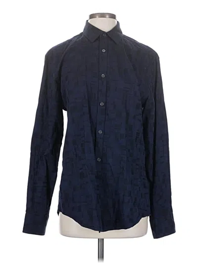 Pre-owned Alfani Long Sleeve Button Down Shirt In Blue