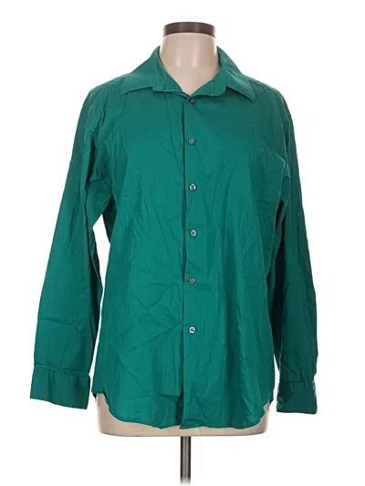 Pre-owned Alfani Long Sleeve Button Down Shirt In Green