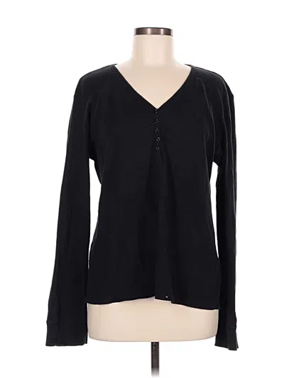 Pre-owned Alfani Long Sleeve Henley Shirt In Black