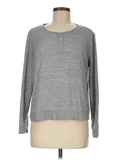 Pre-owned Alfani Long Sleeve Henley Shirt In Gray