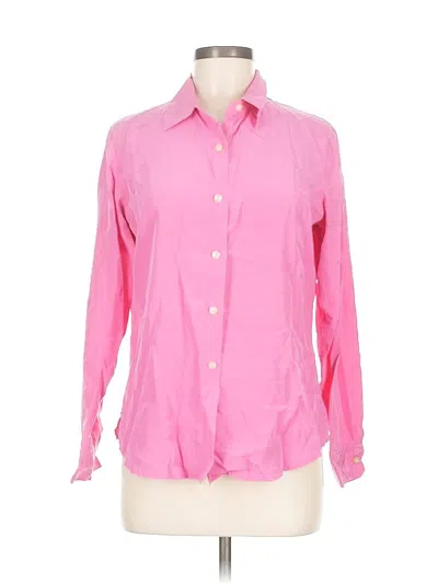 Pre-owned Alfani Long Sleeve Silk Top Pink Tie Neck Tops