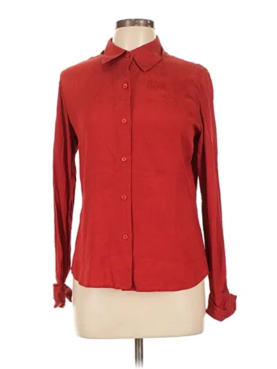Pre-owned Alfani Long Sleeve Silk Top Red Tie Neck Tops